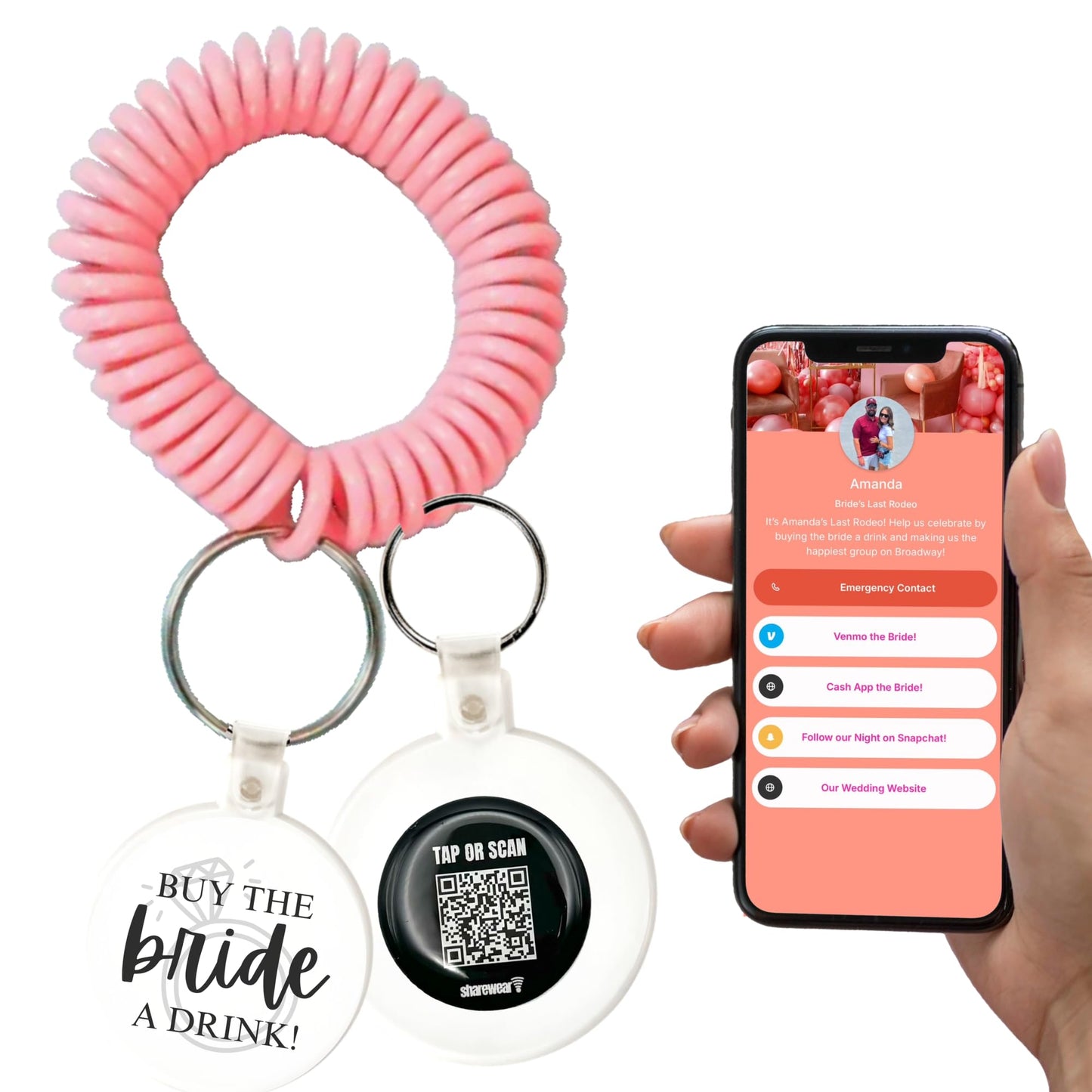 Buy the Bride a Drink QR Code Bracelet, Bachelorette Party Favors, Venmo Bracelet, NFC and QR, Custom Profiles, Tap to Share, Honeymoon Fund