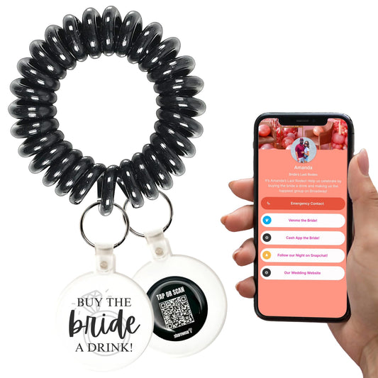 Buy the Bride a Drink QR Code Bracelet, Bachelorette Party Favors, Venmo Bracelet, NFC and QR, Custom Profiles, Tap to Share, Honeymoon Fund